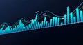 Teal and Green Financial Data Bar Chart with Multiple Lines Keywords: financial data, bar chart Royalty Free Stock Photo