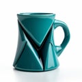 Teal Green Geometric Mug With Distinctive 3d Design