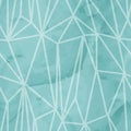 teal green seamless pattern with watercolor stains and polygonal line triangles