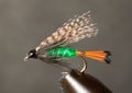 Teal and Green traditional trout fly Royalty Free Stock Photo