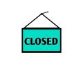 Teal hanging sign with bold "CLOSED" text. Royalty Free Stock Photo