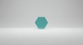 A teal hexagonal shape is centrally positioned against a plain, light gray background Royalty Free Stock Photo