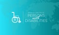 Teal International Day of Persons with Disabilities Background Illustration with Wheelchair