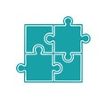Teal Jigsaw Puzzle Pieces Assembled Forming a Square: Strategy, Teamwork and Problem Solving Concept Royalty Free Stock Photo