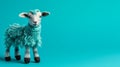 Teal Knitted Goat Toy On Turquoise Background