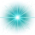 Teal Light Burst Radial Composition, Glittering Particles, Celestial Concept Keywords Light, Abstract Royalty Free Stock Photo