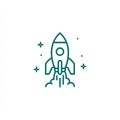 Minimalist Rocket Launch Outline Icon Royalty Free Stock Photo
