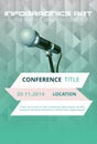 Teal Microphone on Stage for Conference Presentation Poster Royalty Free Stock Photo