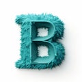 Teal Monster Letter B: Green Fluffy Fur 3d Modeling Stock Photo Royalty Free Stock Photo