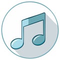 Teal music note icon in a circle with shadow Royalty Free Stock Photo