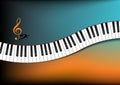 Teal and Orange Background Curved Piano Keyboard Royalty Free Stock Photo