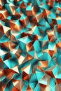 Teal and Orange Geometric 3D Mesh Pattern, Portrait Images Generative AI Royalty Free Stock Photo