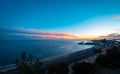 Teal and orange view of Balco del Mediterrani in Tarragona, Spain, during twilight period. Royalty Free Stock Photo