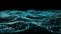 Teal Particle Waveform Abstract Background, Data Stream Visualization, Digital Technology Concept Royalty Free Stock Photo