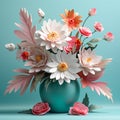 Teal And Pink 3d Paper Flower Arrangement By Marguerite Blasingame Royalty Free Stock Photo