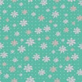 Teal pink flower dot scatter seamless print background design