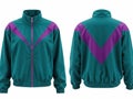 A teal and purple v-shaped panel jacket with a full-length zipper and elasticated cuffs Royalty Free Stock Photo