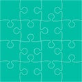 16 Teal Puzzle Pieces - JigSaw - Vector Royalty Free Stock Photo
