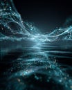 Teal Quantum Data Bridge Connecting Digital Platforms on Dark Background Royalty Free Stock Photo