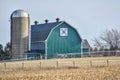 Teal Quilt Barn with Silo, Walworth County Wisconsin Royalty Free Stock Photo