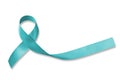 Teal ribbon awareness isolated (clipping path) for Ovarian Cancer, Polycystic Ovary Syndrome (PCOS) disease