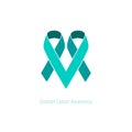 Teal Ribbons Ovarian Cancer Awareness&Support Heart Emblem