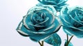 Teal Rose Flowers Glitter Super Detail. Generative AI