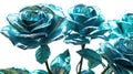 Teal Rose Flowers Transparent Glitter Clean Transparent Super Detail. Generative AI Royalty Free Stock Photo