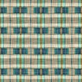 Teal rustic coastal beach house check fabric tile. Seamless sailor flannel textile gingham repeat swatch.