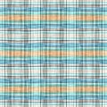 Teal rustic coastal beach house check fabric tile. Seamless sailor flannel textile gingham repeat swatch.