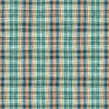 Teal rustic coastal beach house check fabric tile. Seamless sailor flannel textile gingham repeat swatch.