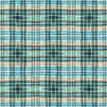 Teal rustic coastal beach house check fabric tile. Seamless sailor flannel textile gingham repeat swatch.