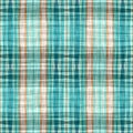 Teal rustic coastal beach house check fabric tile. Seamless sailor flannel textile gingham repeat swatch.