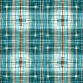 Teal rustic coastal beach house check fabric tile. Seamless sailor flannel textile gingham repeat swatch.