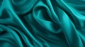 Teal Satin Fabric: A Closeup View Of Fluid And Flowing Lines