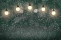 Teal, sea-green pretty shining glitter lights defocused light bulbs bokeh abstract background with sparks fly, festal mockup Royalty Free Stock Photo