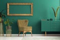 Teal sideboard in luxurious interior