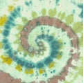 Teal Spiral Abstract. Tye Die Print Circle Royalty Free Stock Photo