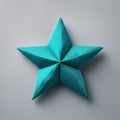 Teal Star Origami Minimalist 3d Render Illustration