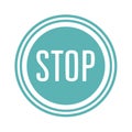 Teal Stop Icon Graphic with Circle Border and Bold Text for Warning, Signage, or Website Button Royalty Free Stock Photo
