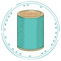 Teal Thread Spool with Decorative Border Royalty Free Stock Photo