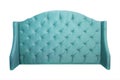 Teal velvet bed headboard isolated on white