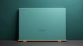 Teal Viscose Rectangular Poster Mockup On Wooden Surface