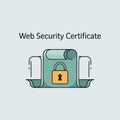 Teal Web Security Certificate Scroll Locked Padlock Royalty Free Stock Photo