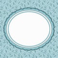 Teal and white cat pattern oval border with copy space