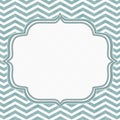 Teal and White Chevron Frame with Embroidery Background