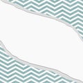 Teal and White Chevron Frame with Torn Background