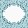 Teal and white dog pattern oval border with copy space