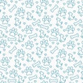 Teal and White Doggy Tile Pattern Repeat Background Royalty Free Stock Photo