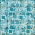 Teal and White Square Mosaic Abstract Geometric Design Tile Patt